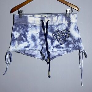 Twisted Heart Y2K Low Rise Booty Shorts Womens Size Medium Tie Dye Velour